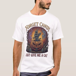 Camiseta Olvidar Caramelo Solo Dame Gato Halloween Calabaza