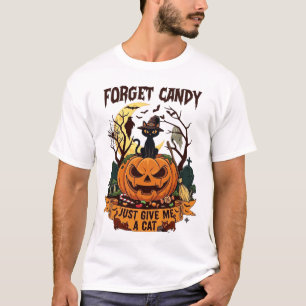 Camiseta Olvidar Caramelo Solo Dame Gato Halloween Calabaza
