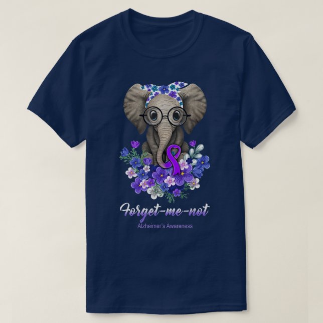Camiseta Olvídate de mí no Alzheimers Conciencia Flor elefa (Diseño del anverso)