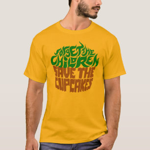 Camiseta Olvide a los niños - verde+Chocolate