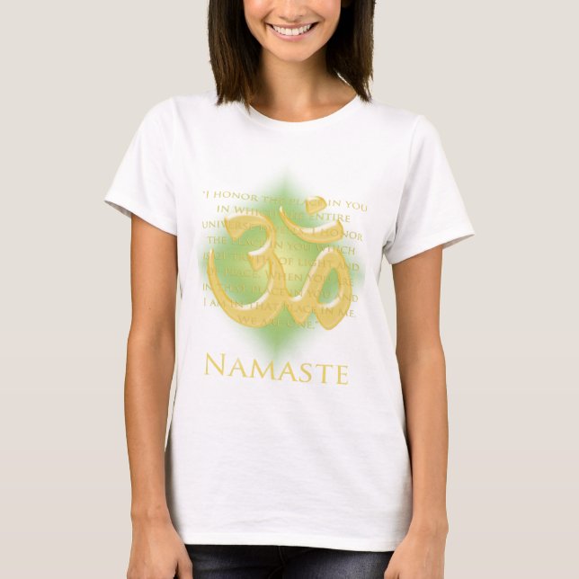 Camiseta Om en verde y oro - Namaste (Anverso)