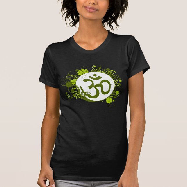 Camiseta OM floral verde budista (Anverso)