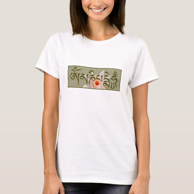 Camiseta Om Mani Padme Hum - Verde (Anverso)