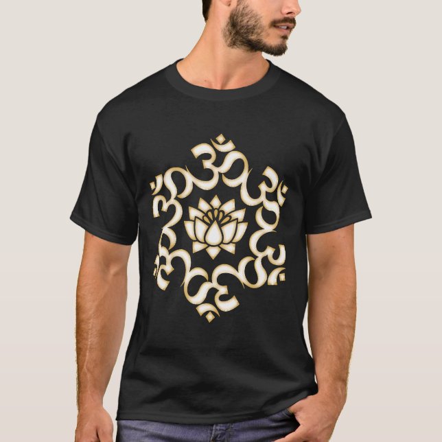 Camiseta Om Mantra Mandala Lotus Flor Budismo Yoga Symbo (Anverso)