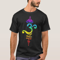 Om Mantra, yoga, símbolo, flor de loto, arco iris,