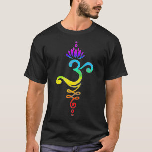 Camiseta Om Mantra, yoga, símbolo, flor de loto, arco iris,