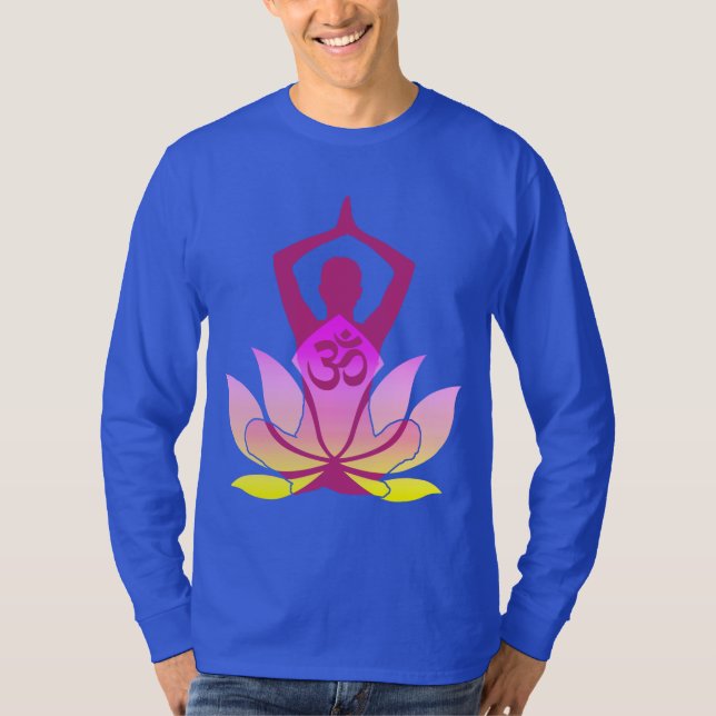 Camiseta OM Namaste Spiritual Lotus Flower Yoga en azul (Anverso)