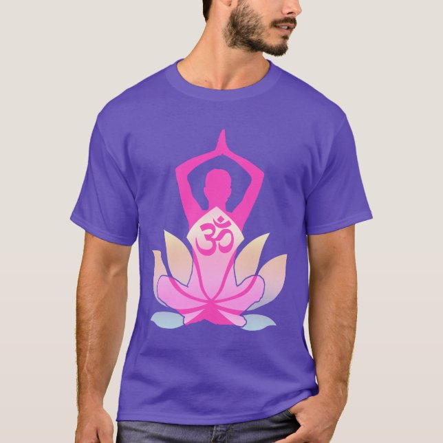 Camiseta OM Namaste Spiritual Lotus Flower Yoga en morado (Anverso)
