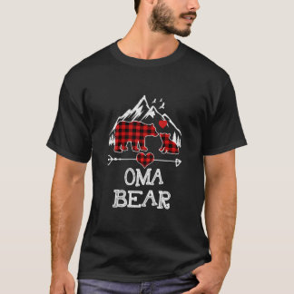 Camiseta Oma Bear Navidades Pajama Red Plaid Buffalo Family