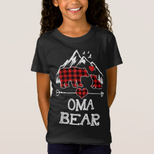 Camiseta Oma Bear Navidades Pajama Red Plaid Buffalo Family