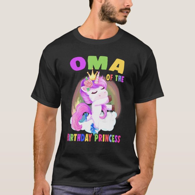 Camiseta Oma Del Chica De La Princesa De Cumpleaños Unicorn (Anverso)