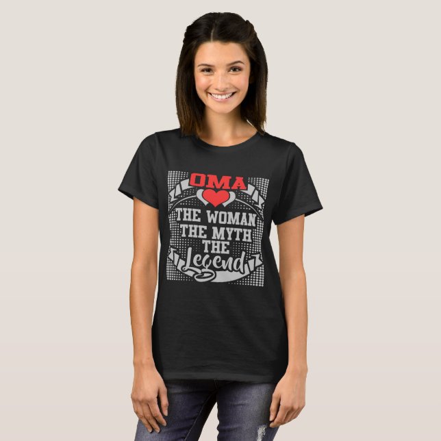 CAMISETA OMA LA MUJER EL MITO LA LEYENDA (Anverso completo)