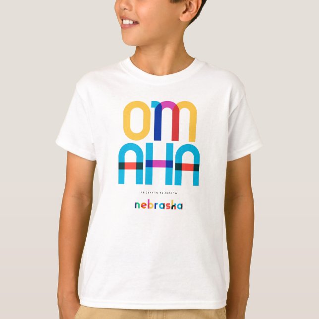 Camiseta Omaha Nebraska Mid Century, Pop Art, (Anverso)