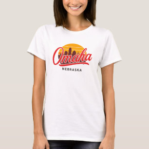 Camiseta Omaha Nebraska Skyline Sunset   Ciudad retro vinta