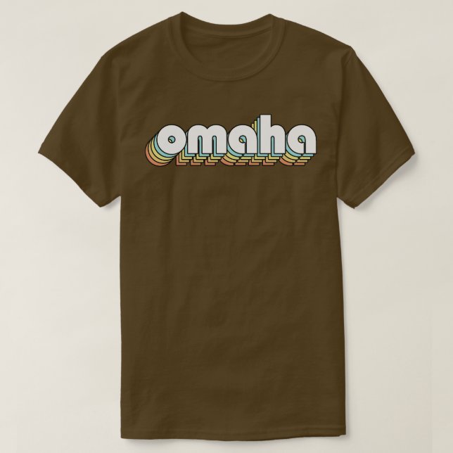 Camiseta Omaha Retro Estilo de tipografía arcoiris oscuro (Diseño del anverso)