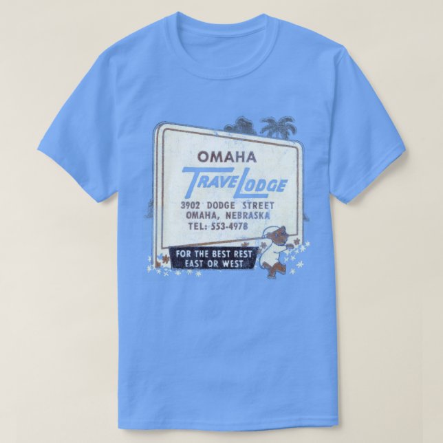 Camiseta Omaha Travel Lodge Retro Estética a Mediados del S (Diseño del anverso)