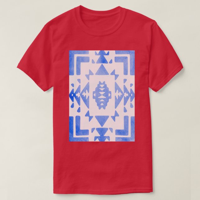 Camiseta Ombre azul brillante azul claro blanco nativo amer (Diseño del anverso)