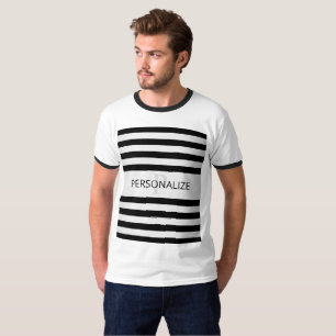 Camiseta Ombre de rayas plateado contemporáneo y negro