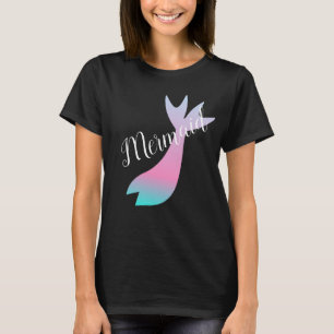 Camiseta Ombre Mermaid Tale Rainbow Pink Verde azulado