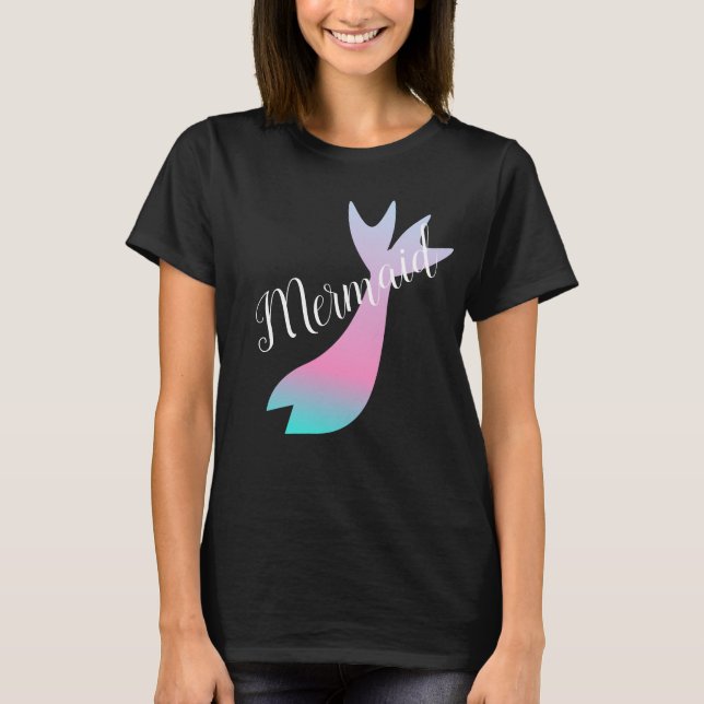 Camiseta Ombre Mermaid Tale Rainbow Pink Verde azulado (Anverso)