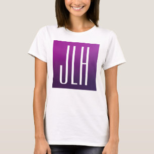 Camiseta Ombre púrpura y iniciales o texto blanco