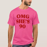 Camiseta OMG Ella tiene 90 Aestética 90th Birthday Party Fa<br><div class="desc">OMG Ella tiene 90 Aestética 90th Birthday Party Family Group</div>