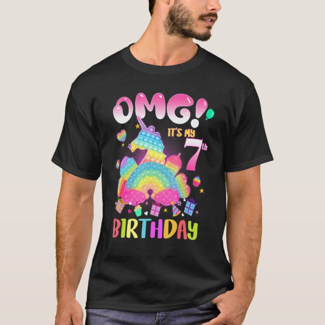 Camiseta Omg es mi Chica de séptimo cumpleaños Fidget 7 año (Anverso)