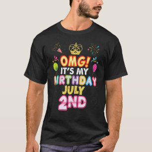 Camiseta Omg es mi cumpleaños, 2 de julio, Vintage 2 Happy 