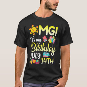 Camiseta Omg es mi cumpleaños el 14 de julio Feliz papá mam