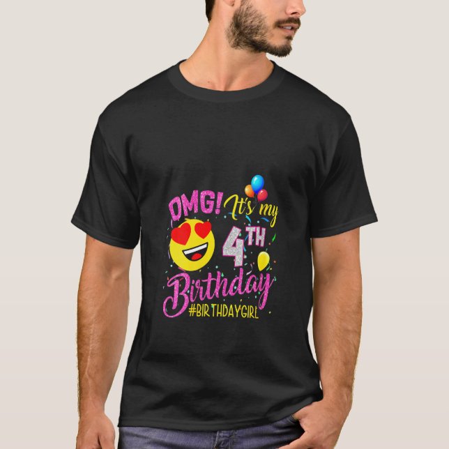 Camiseta Omg femenino es mi cuarto Chica de cumpleaños de 4 (Anverso)