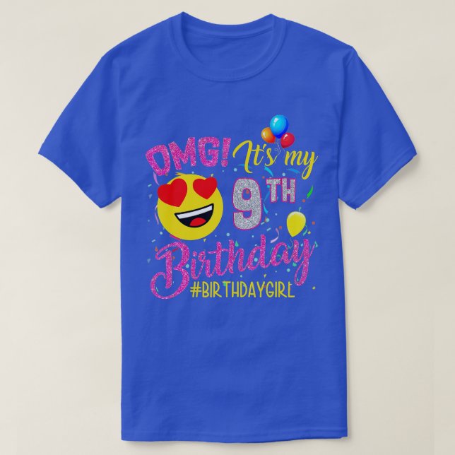 Camiseta OMG Nacimiento de mi Chica de 9 años (Diseño del anverso)