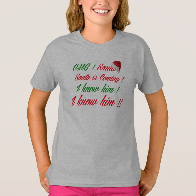 Camiseta omg santa se acerca al divertido diseño de Navidad (Anverso)