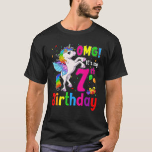 Camiseta Omg son mis Chicas de cumpleaños, Unicorn de 7 año