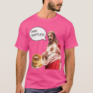 Camiseta Omg Waffles Jesucristo Desayuno Gracioso Meme Sh