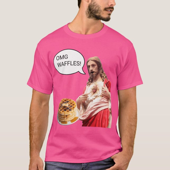Camiseta Omg Waffles Jesucristo Desayuno Gracioso Meme Sh (Anverso)