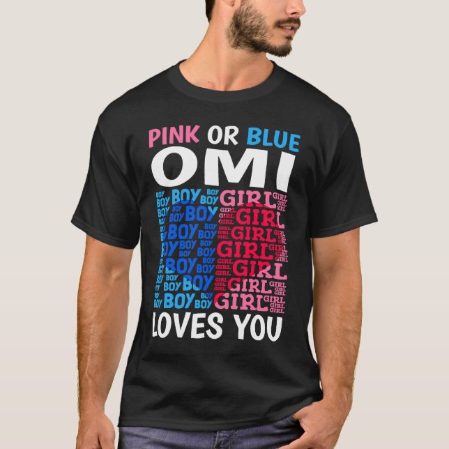 Camiseta Omi Rosa O Azul Te Ama Género Revelar Bebé (Anverso)