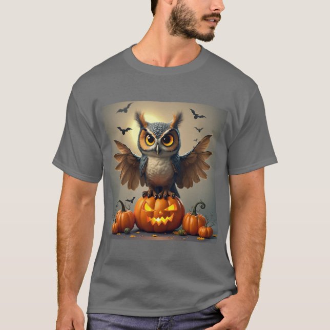 Camiseta Ominoso búho con calabazas espeluznantes: vibracio (Anverso)