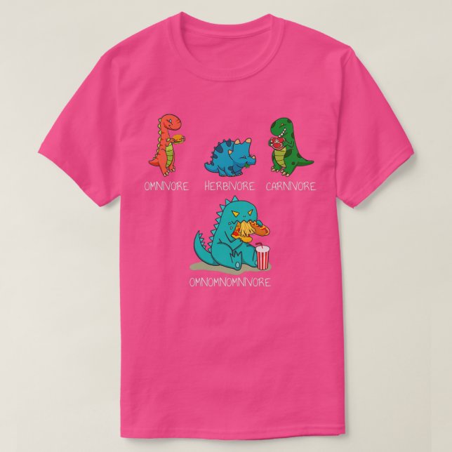 Camiseta Omnomnomnivore Graciosa Comida Dinosaurio (Diseño del anverso)
