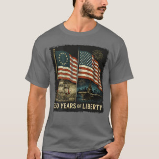 Camiseta On Back Betsy Ross Flag 250 Years of Liberty 250th