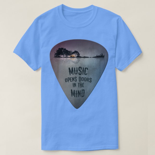 Camiseta ON BACK Distressed Guitar Pick Lake Reflections Mu (Diseño del anverso)