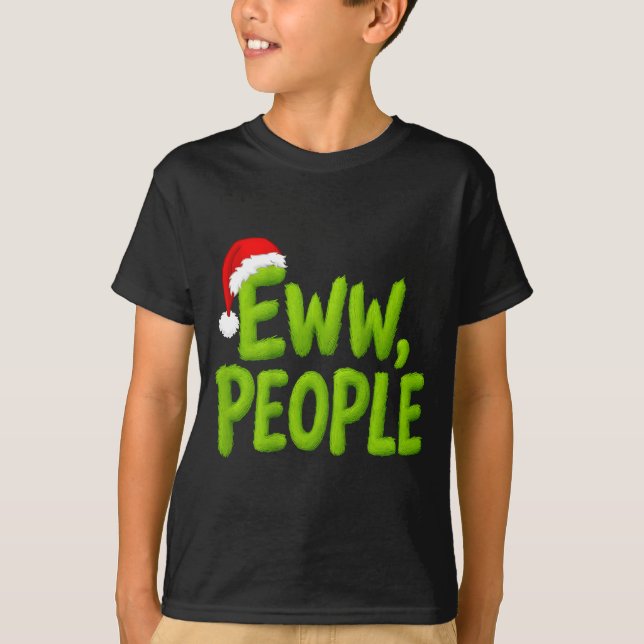 Camiseta On Back Eww People Santa Hat Green Funny Christmas (Anverso)