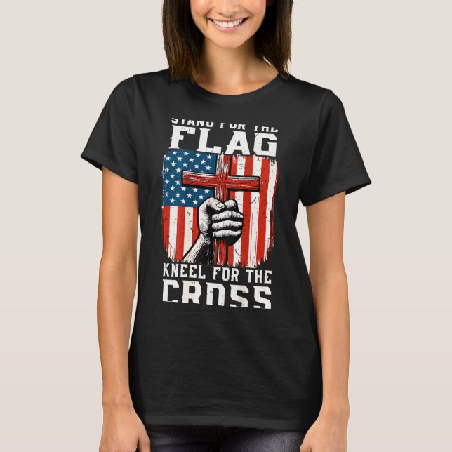 Camiseta On-back Stand For Flag Kneel Cross Patriotic Chris (Anverso)