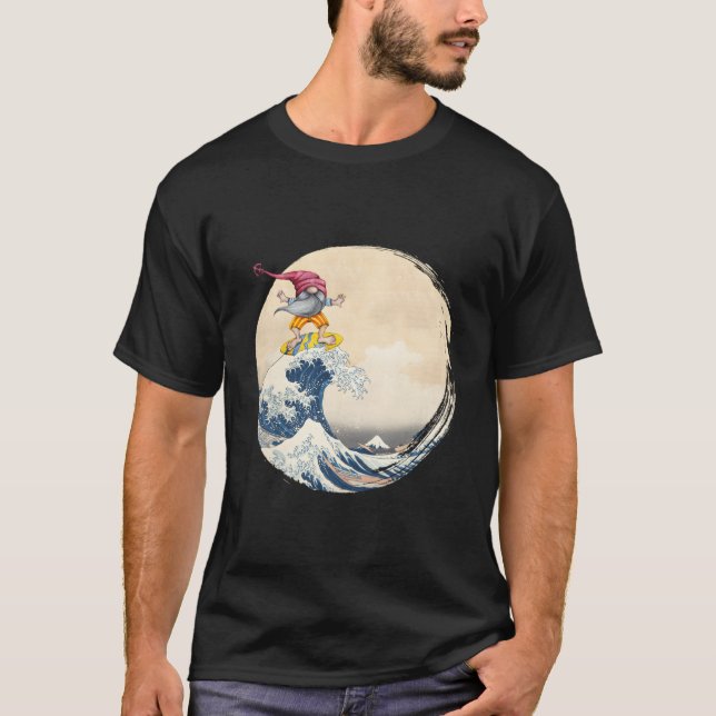 Camiseta On Back Surfing Gnome Riding Great Wave Off Kanaga (Anverso)