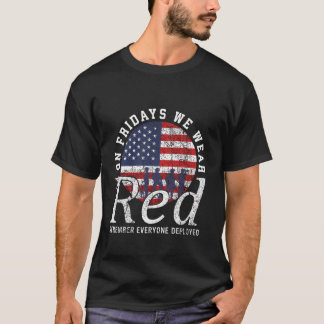 Camiseta On Fridays We Wear Red Friday American Flag Milita