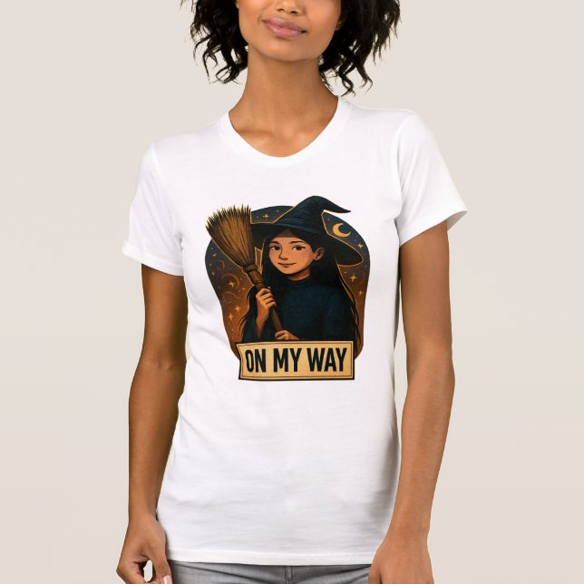 Camiseta On My Way | Cute Witch Wall Art (Anverso)
