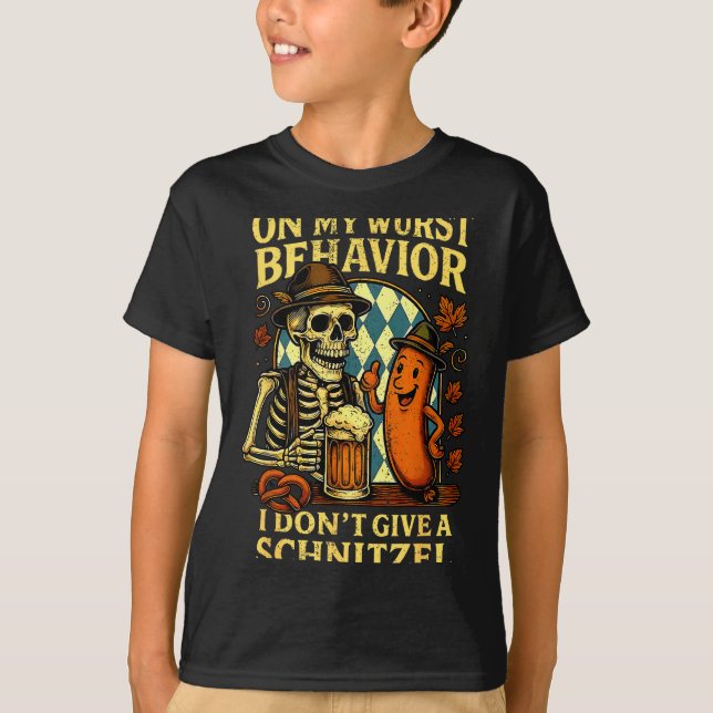 Camiseta On My Wurst Behavior Funny Skeleton And Dog  (Anverso)