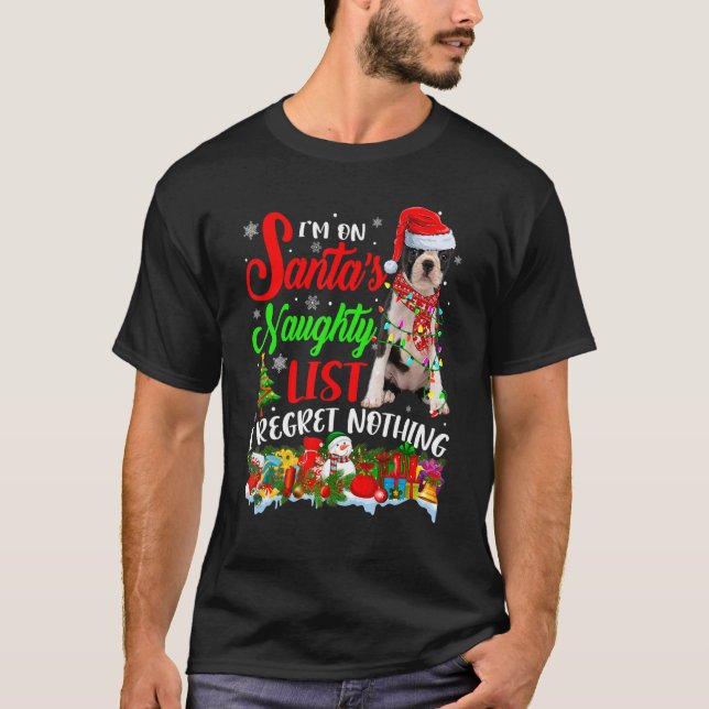 Camiseta On Santa's Naughty  List Xmas Boston Terrier (Anverso)
