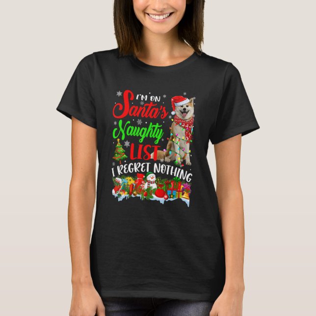 Camiseta On Santa's Naughty  List Xmas Shiba Inu (Anverso)