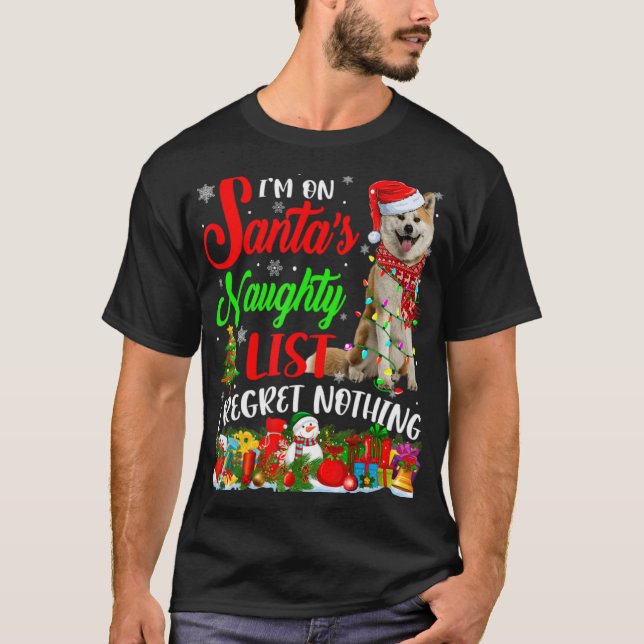 Camiseta On Santas Naughty List Xmas Shiba Inu T Shirt  (Anverso)