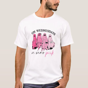 Camiseta On Wednesday We Wear Pink Ghost Halloween Breast C